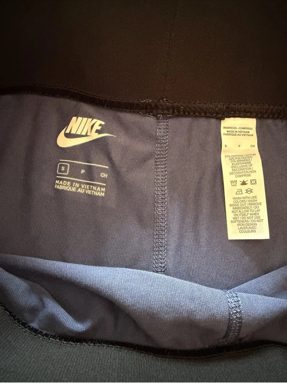 Nike Just Do It Leg-A-See Women’s Workout Leggings Size Small Blue/White Logo